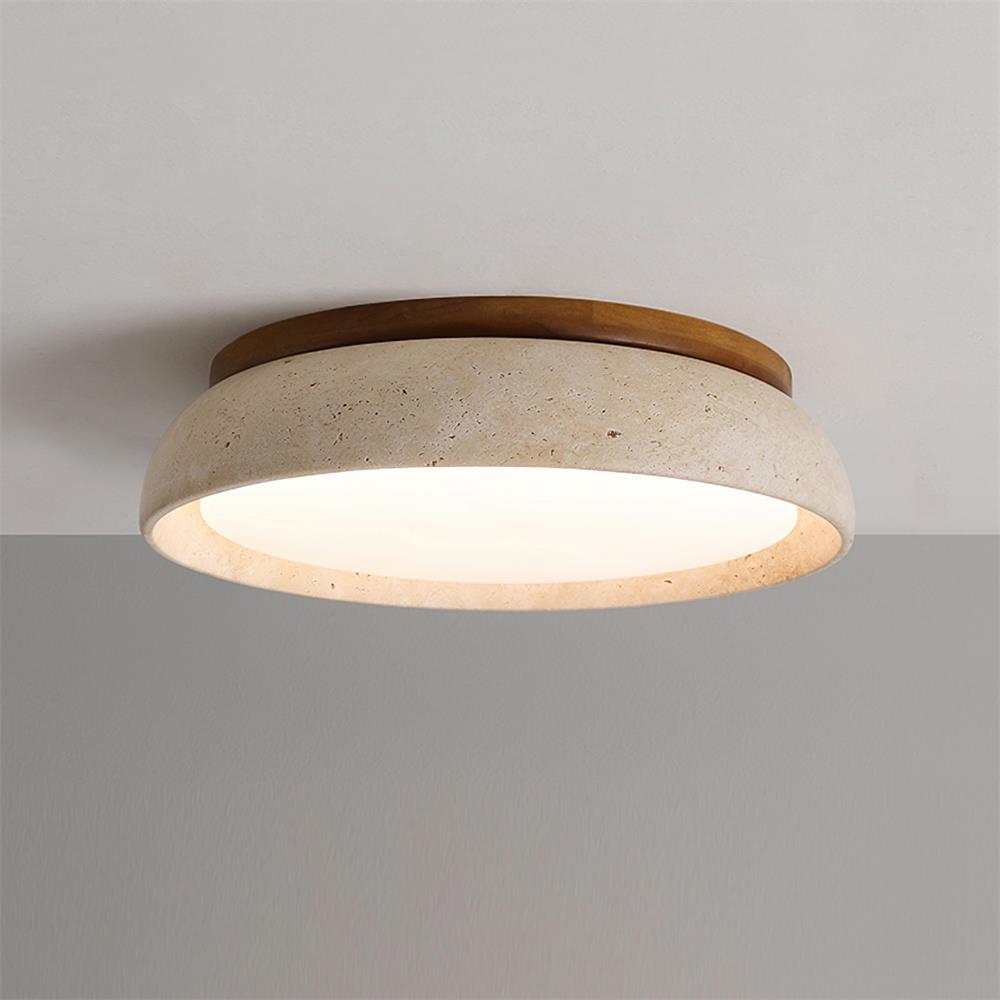 Travertine Elegance | Chic Natural Stone Flush Mount Ceiling Light 10