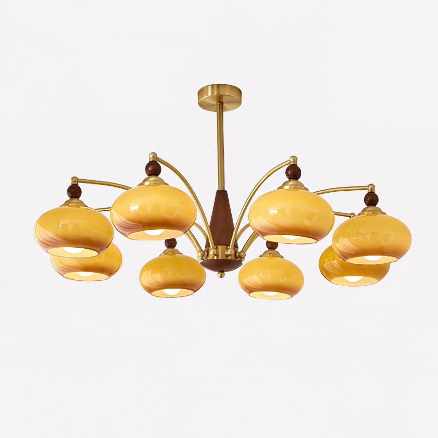 Victorian Charm | Elegant Classic Wood and Brass Dining Room Chandelier 13
