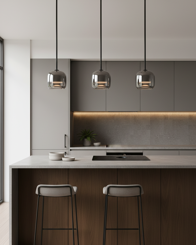 Danoise | Elegant Smoky Glass Kitchen Pendant Lighting Fixture 3