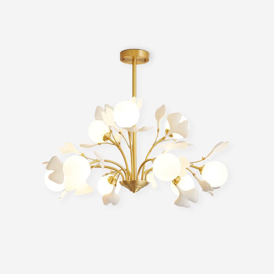 GingkoGlow | Elegant Modern Brass Chandelier Light with Ginkgo Design 1