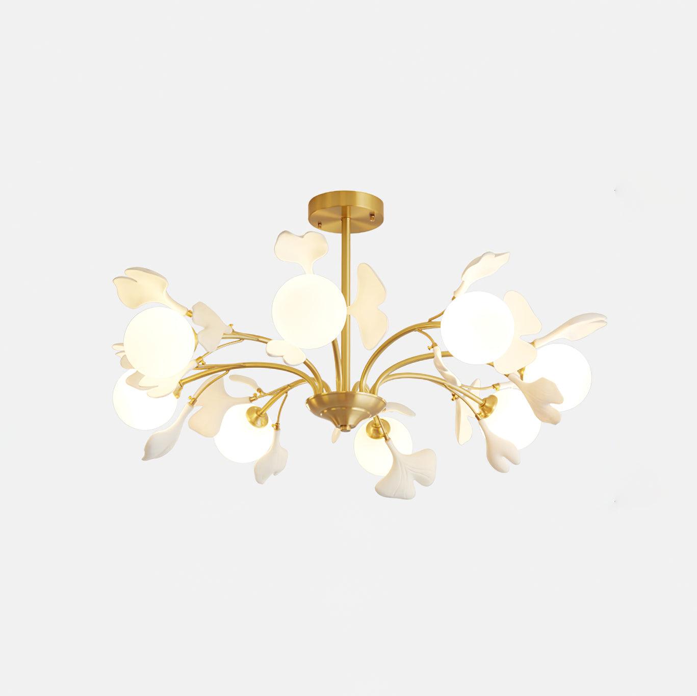 GingkoGlow | Elegant Modern Brass Chandelier Light with Ginkgo Design 10