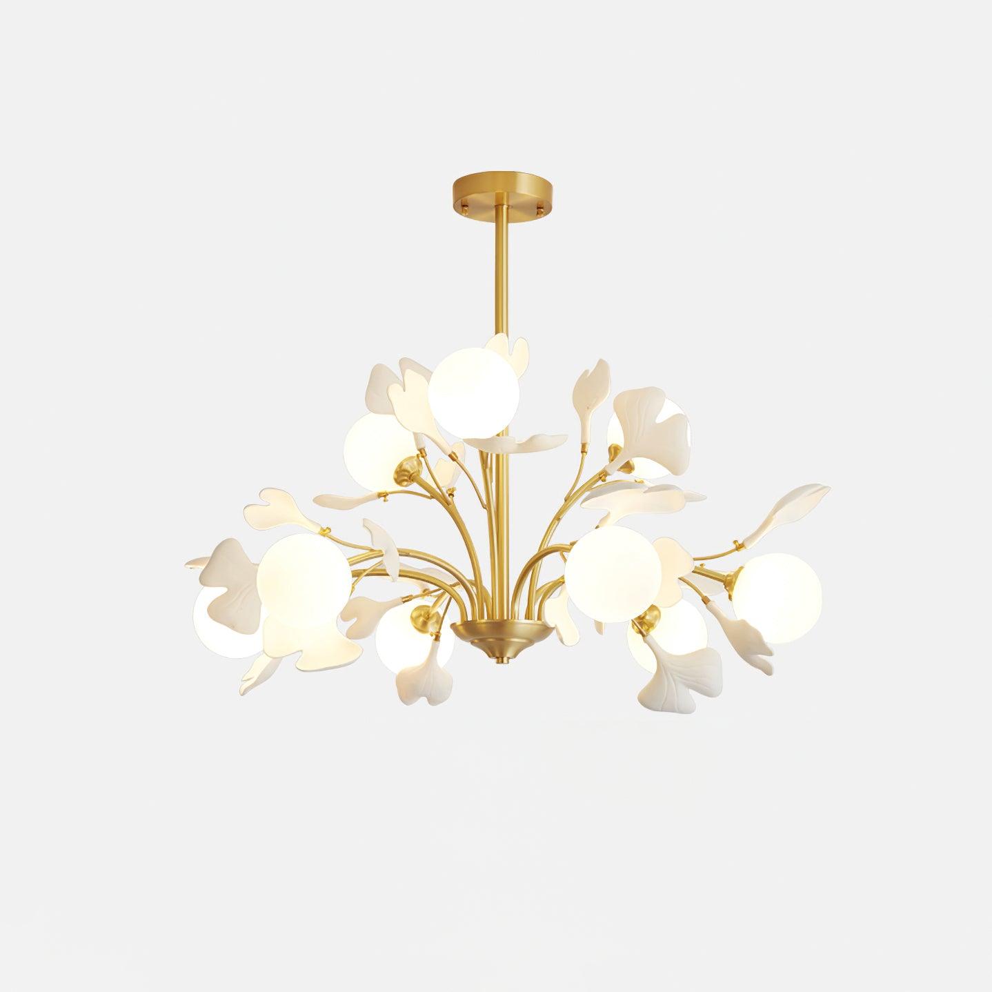GingkoGlow | Elegant Modern Brass Chandelier Light with Ginkgo Design 9
