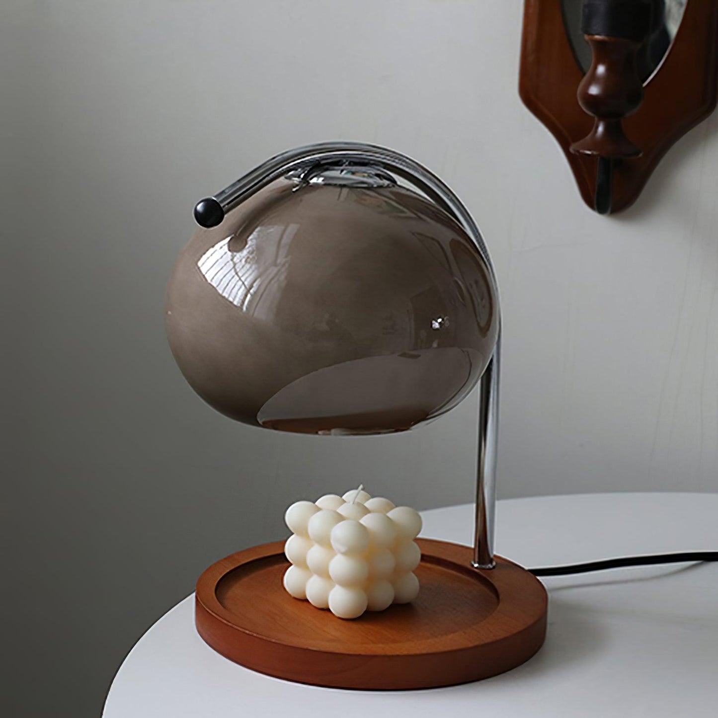 LumosGlow | Elegant Halogen Candle Warmer Lamp with Wooden Base 6