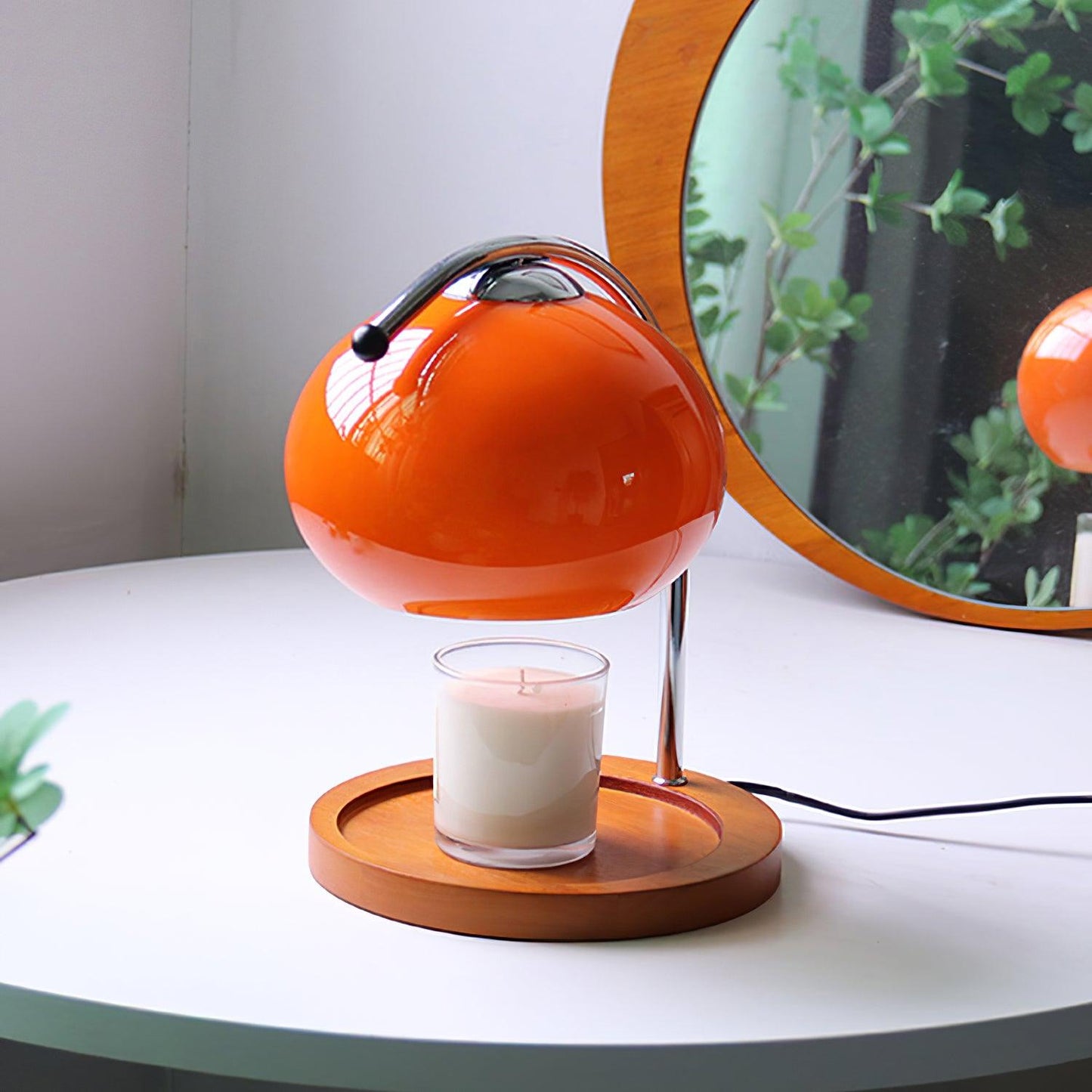 LumosGlow | Elegant Halogen Candle Warmer Lamp with Wooden Base 7