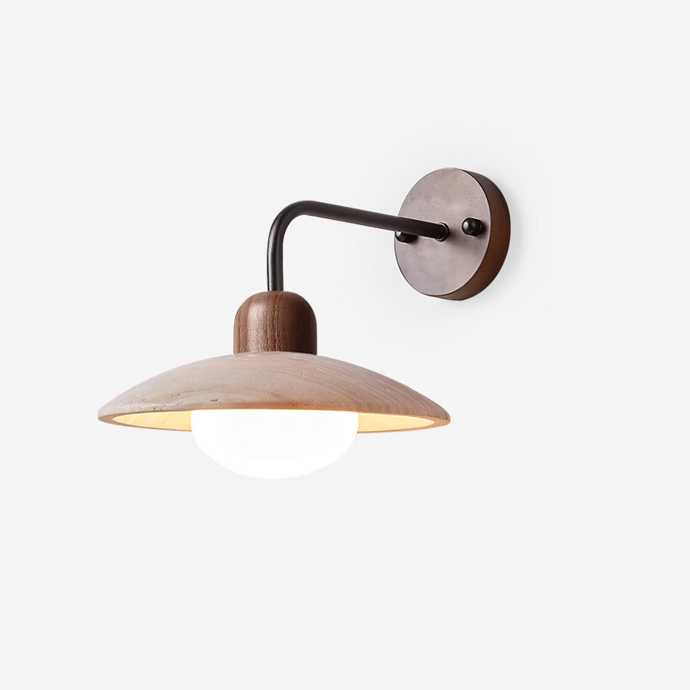 TravertineGlow | Stylish Damp Rated Wall Sconce with Brass Accent 1