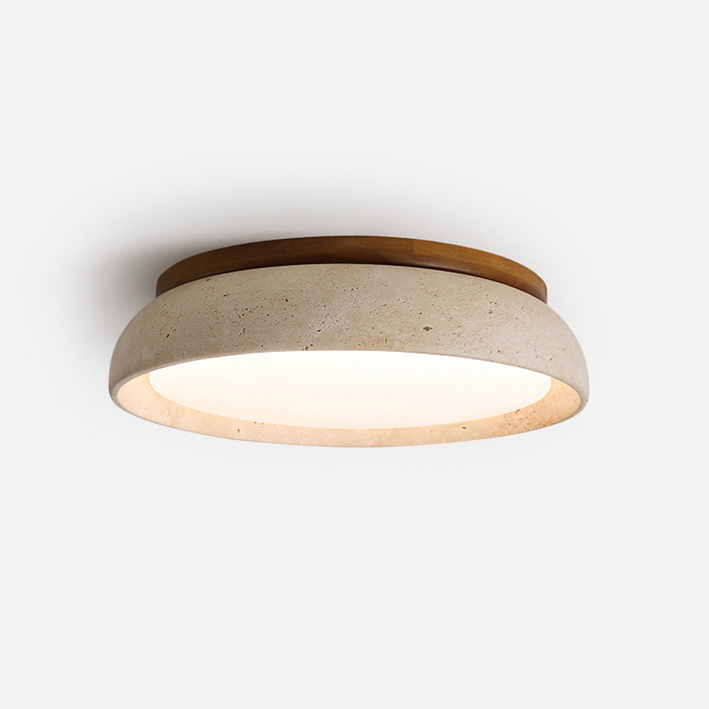 Travertine Elegance | Chic Natural Stone Flush Mount Ceiling Light 1