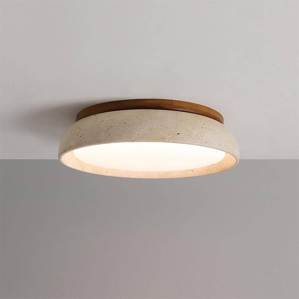 Travertine Elegance | Chic Natural Stone Flush Mount Ceiling Light 9