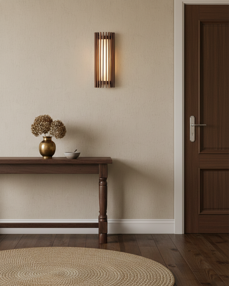 WalnutGlow | Elegant Modern Wall Sconce Light with Integrated LED 7